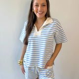 Contrast collar Knit top & Short Set