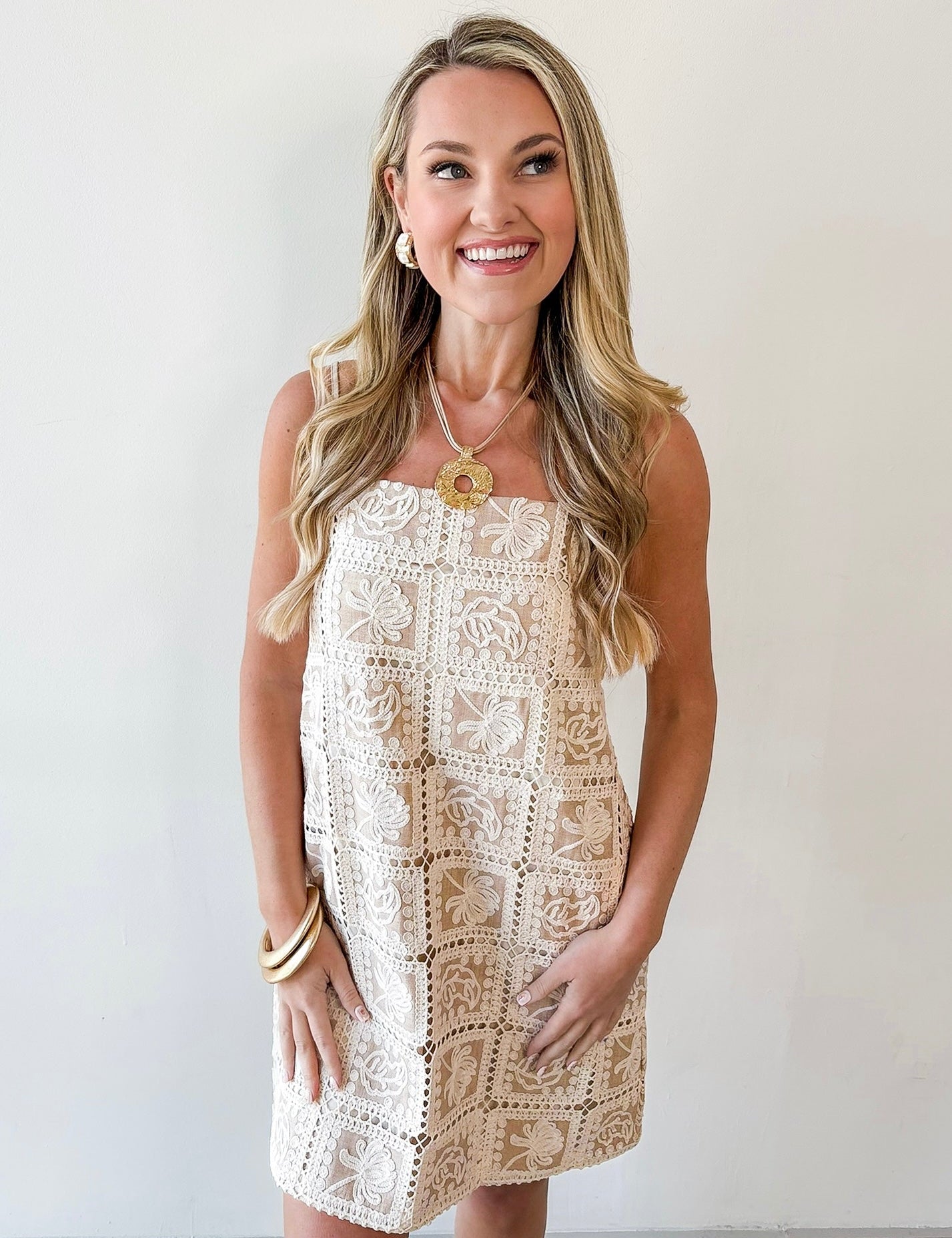 Contrast Crochet Dress