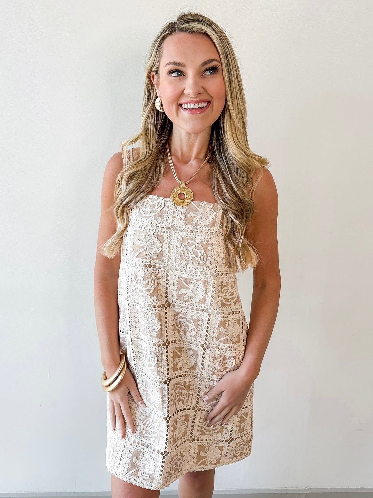 Contrast Crochet Dress