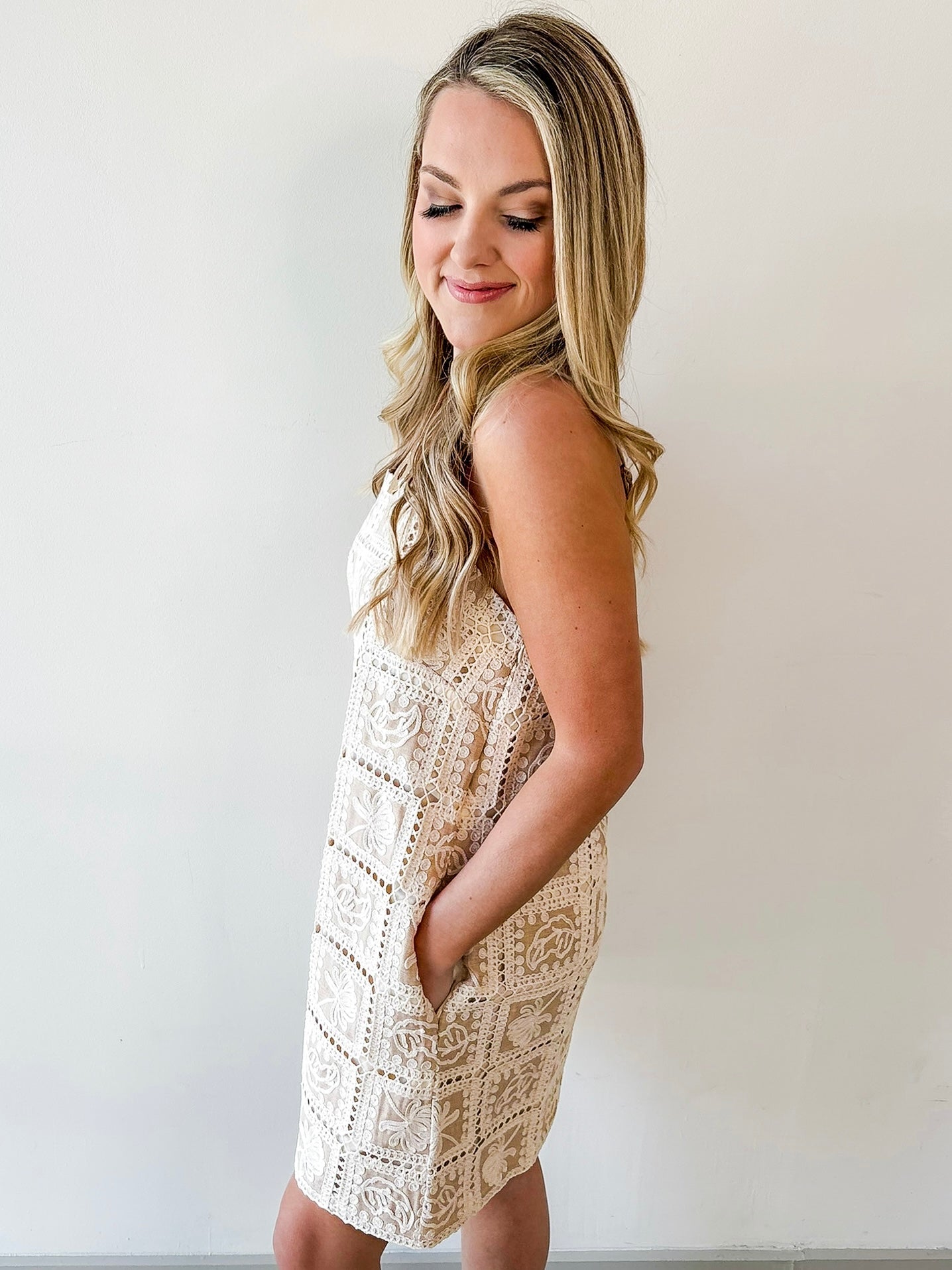 Contrast Crochet Dress