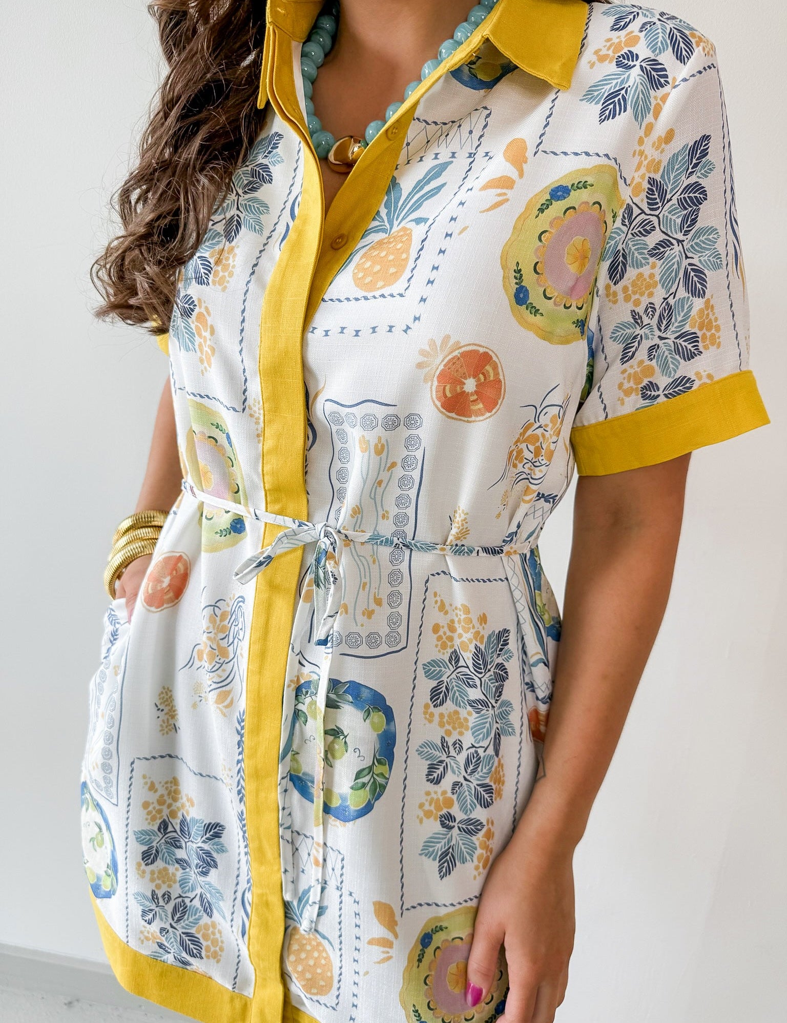 Contrast Detail Shirt Dress