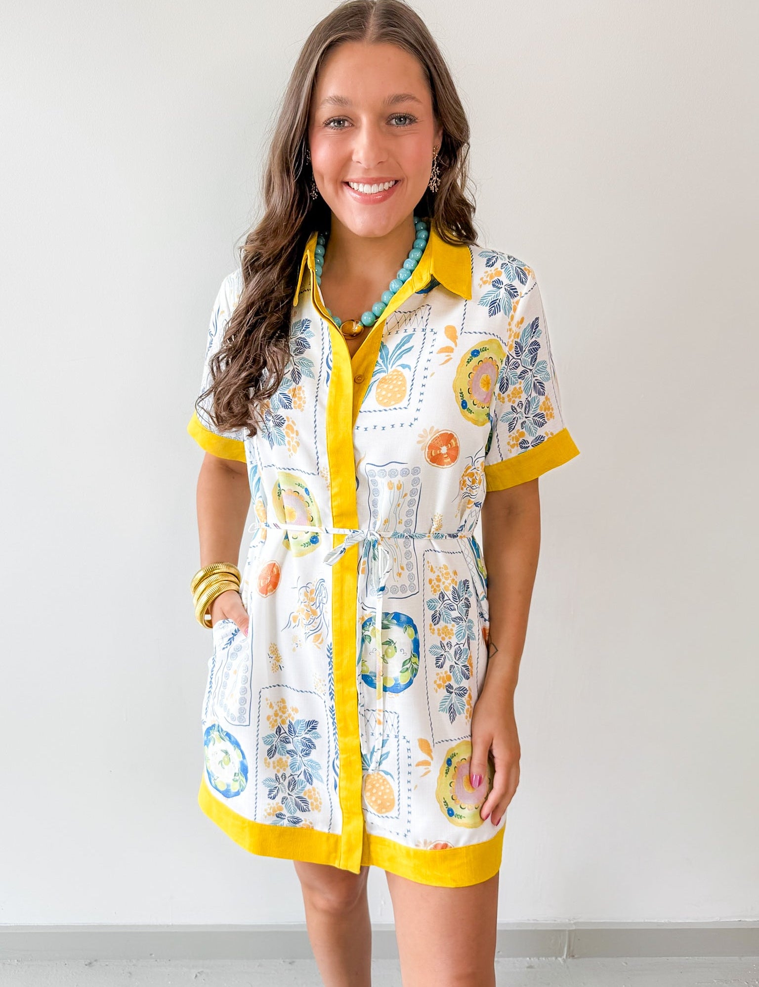 Contrast Detail Shirt Dress