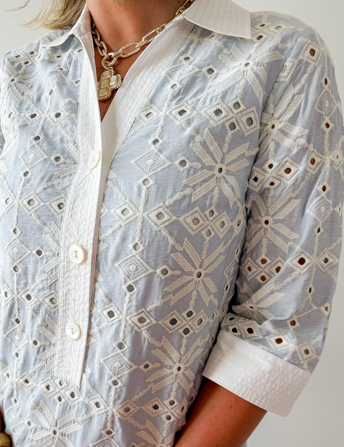 Contrast Lace Eyelet Dress