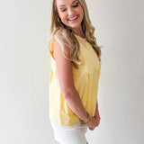 Contrast Mesh Yoke Top - Yellow