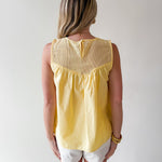 Contrast Mesh Yoke Top - Yellow