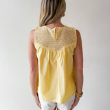 Contrast Mesh Yoke Top - Yellow