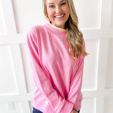 Contrast Mock Sweater- Pink/Yellow