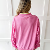 Contrast Mock Sweater- Pink/Yellow