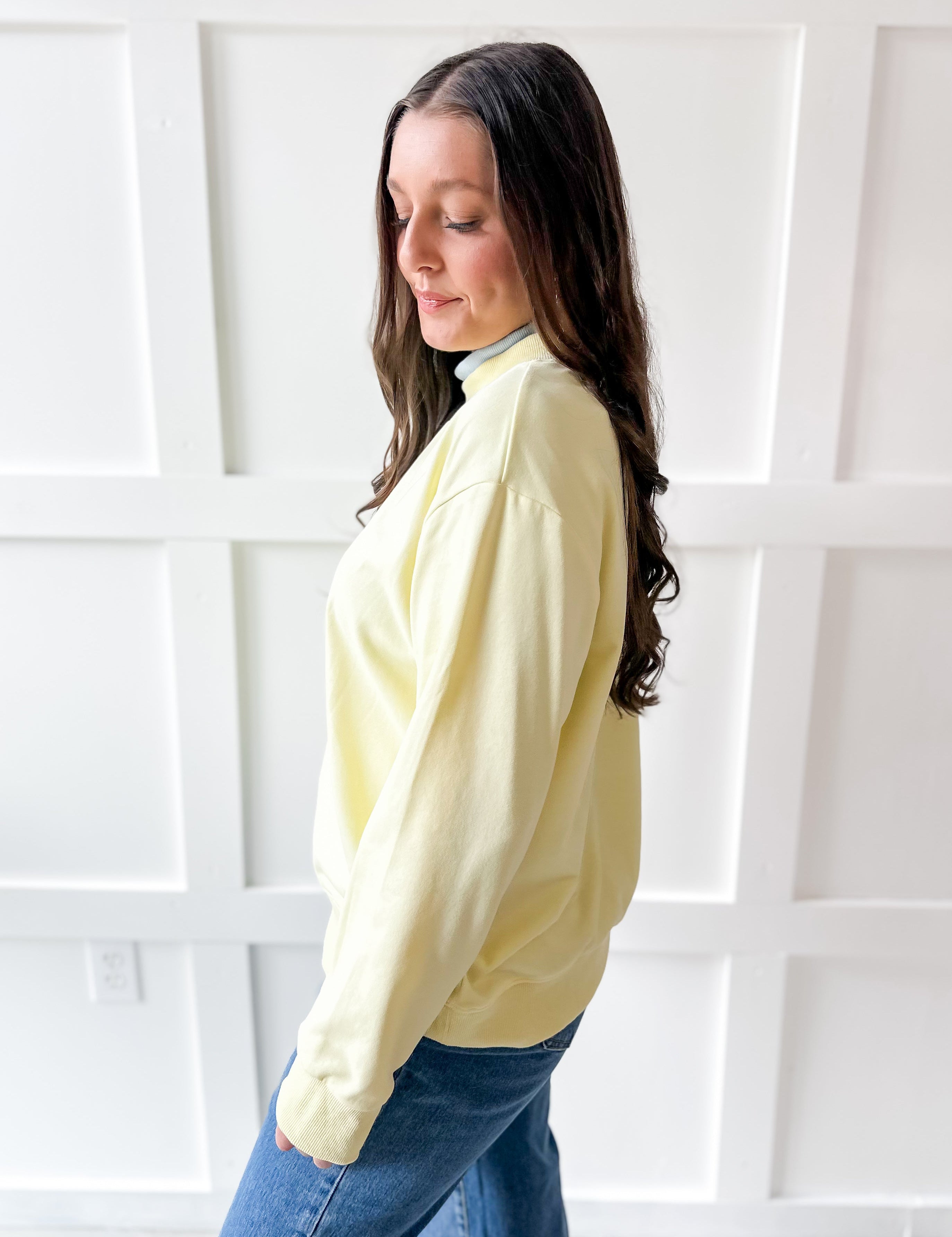 Contrast Mock Sweater- Yellow/Blue