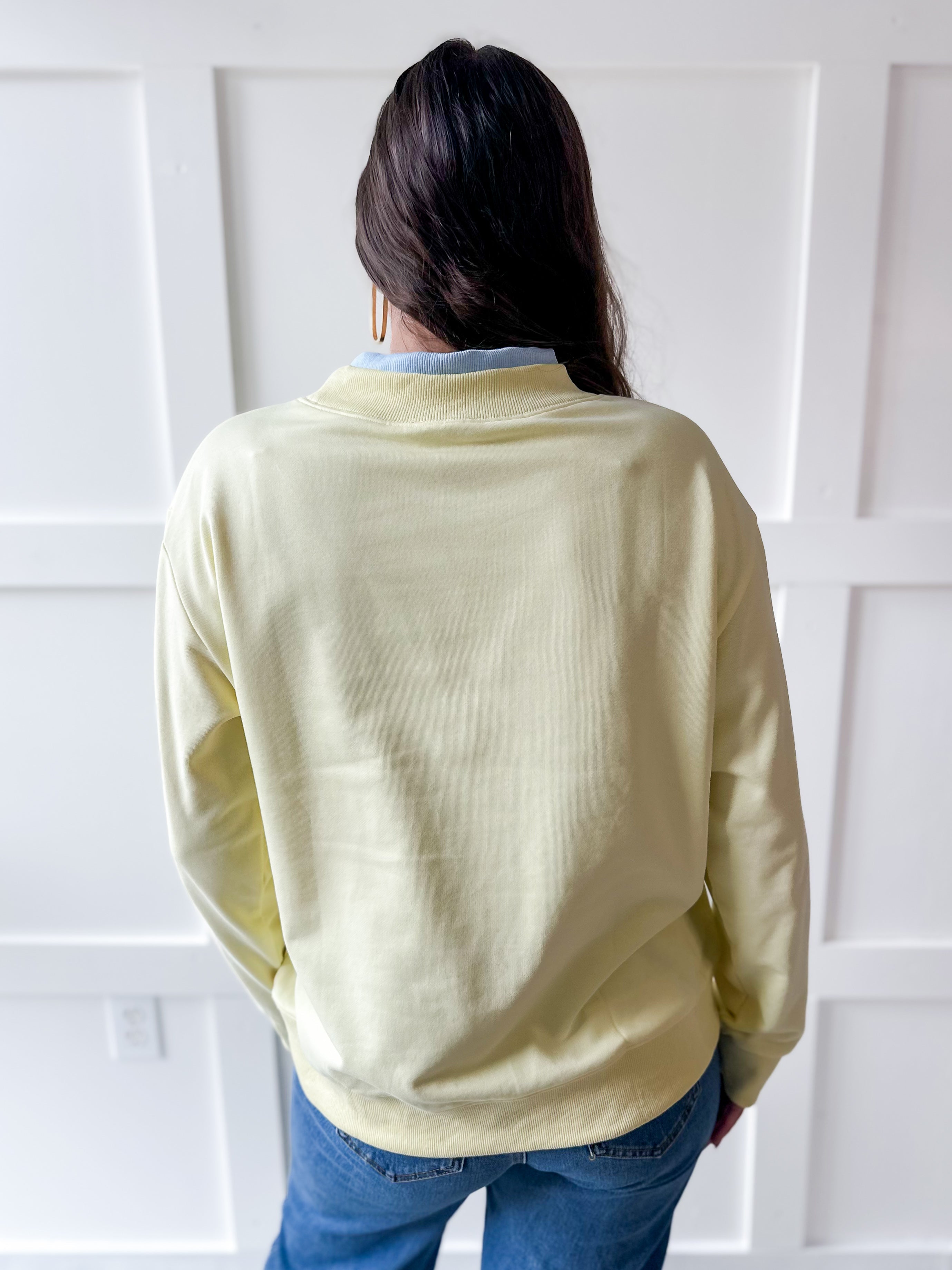 Contrast Mock Sweater- Yellow/Blue