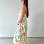 Contrast Multi Printed Midi Dress