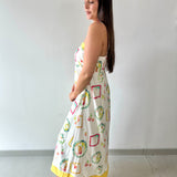 Contrast Multi Printed Midi Dress