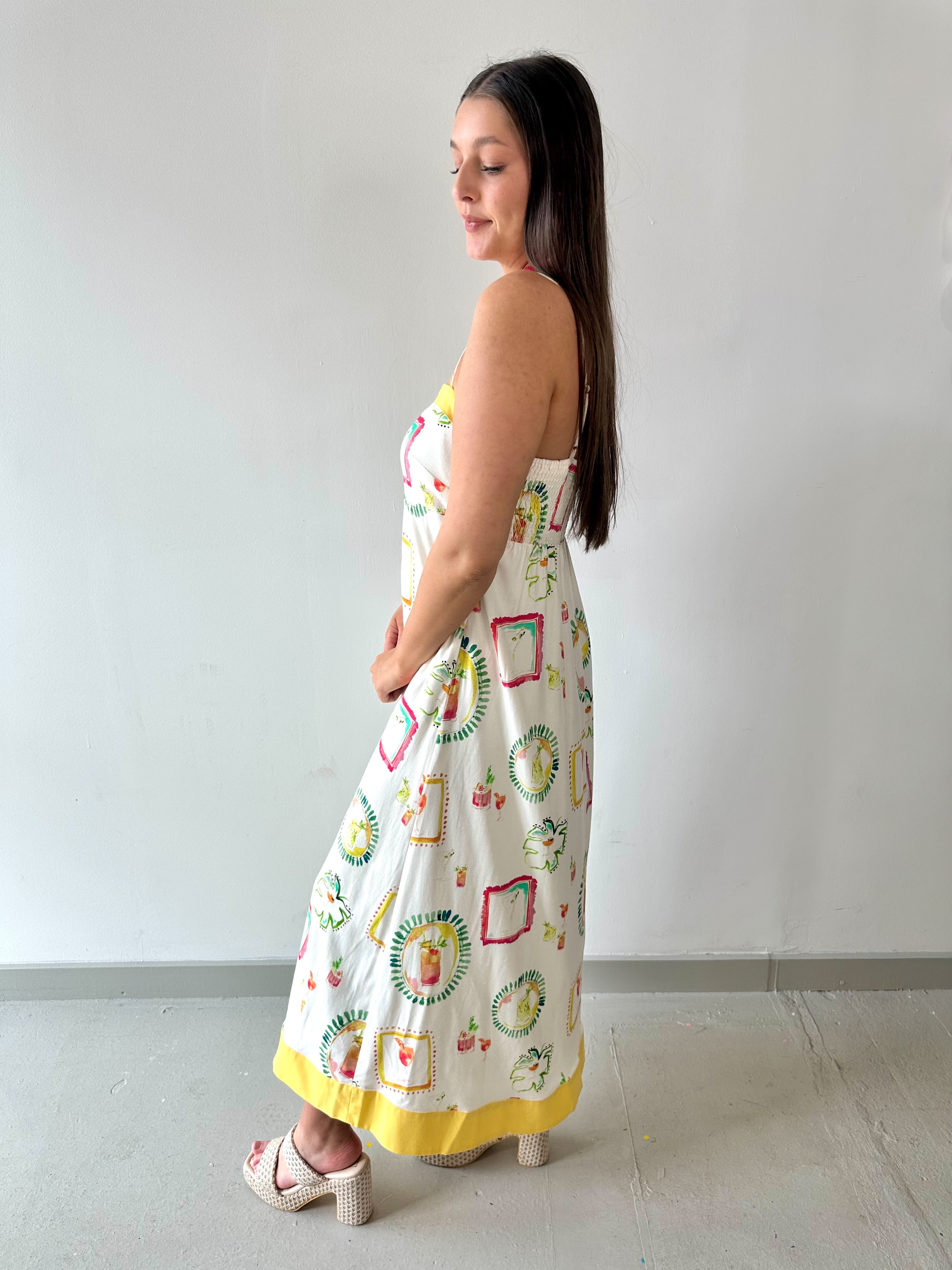 Contrast Multi Printed Midi Dress