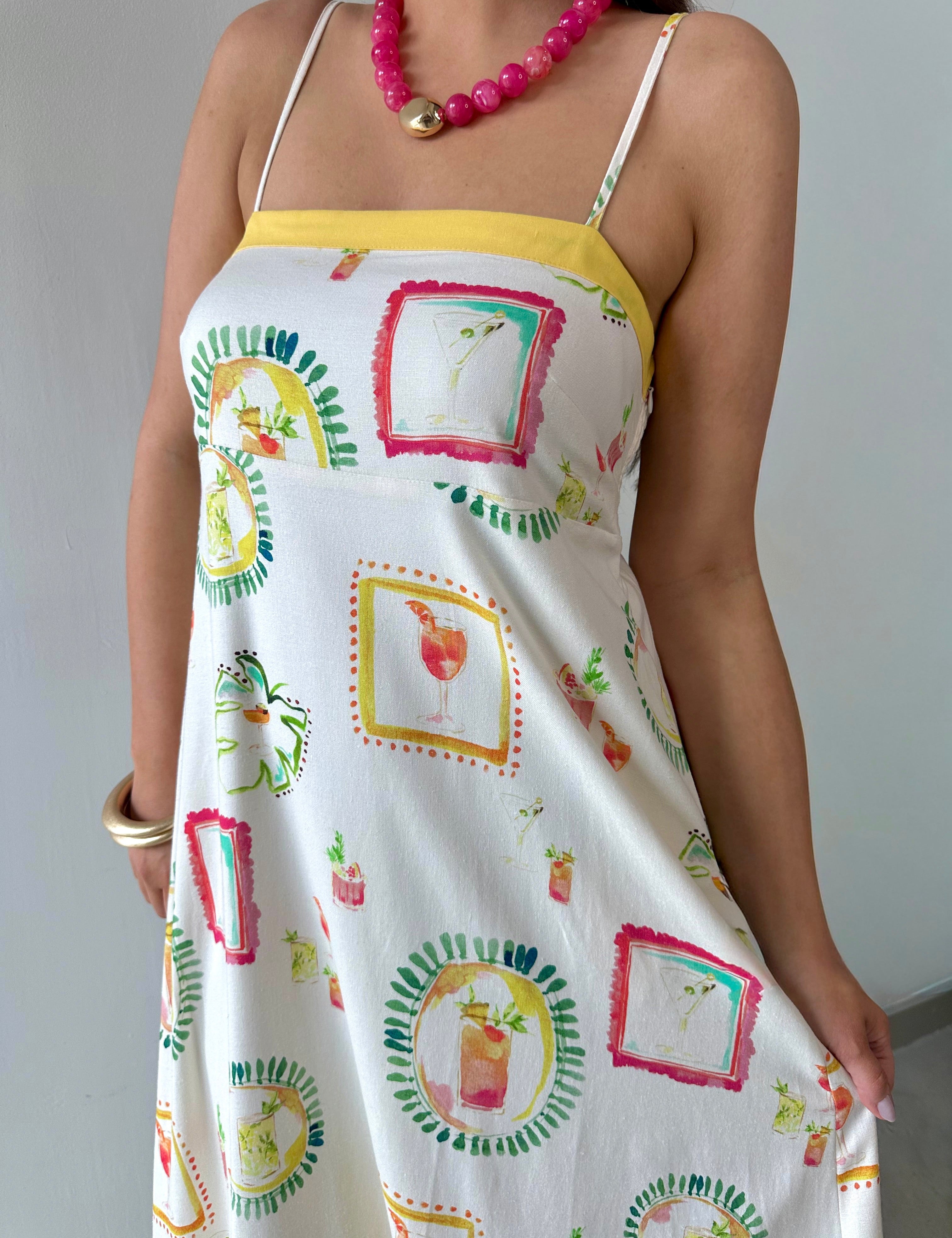 Contrast Multi Printed Midi Dress