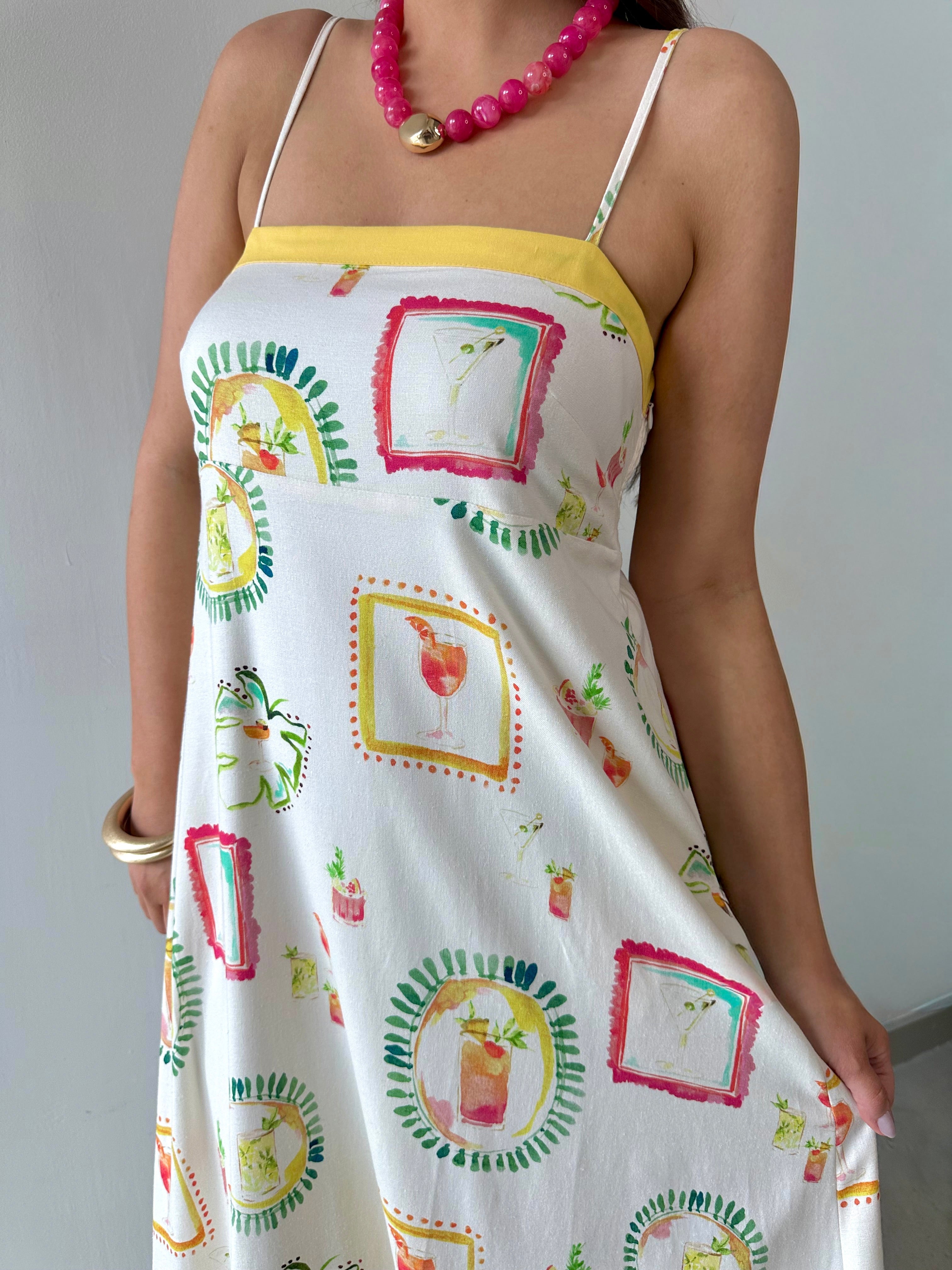 Contrast Multi Printed Midi Dress