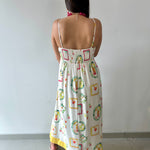 Contrast Multi Printed Midi Dress