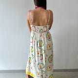 Contrast Multi Printed Midi Dress