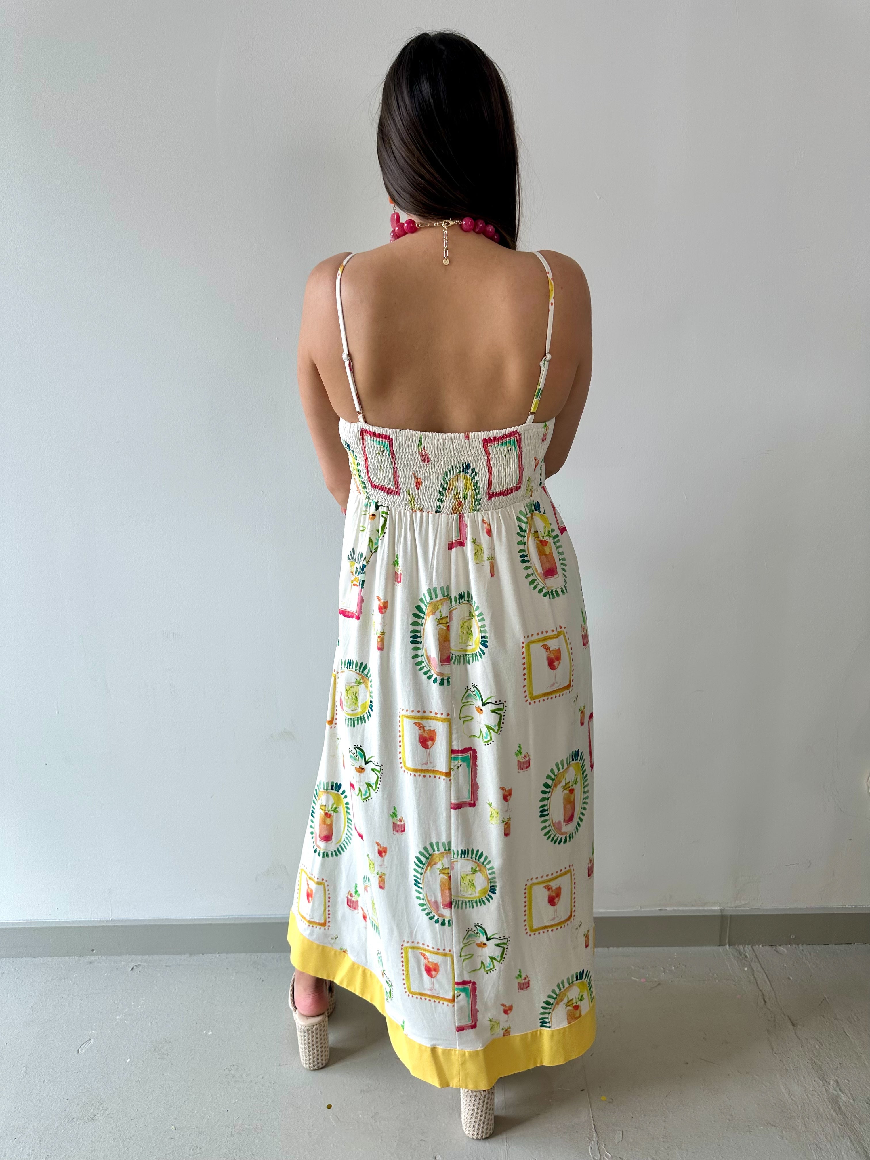 Contrast Multi Printed Midi Dress