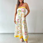 Contrast Multi Printed Midi Dress