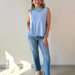 Contrast Pleated Eyelet Back Top