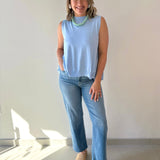 Contrast Pleated Eyelet Back Top