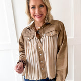 Contrast Pleated Panel Shirt