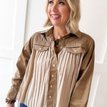 Contrast Pleated Panel Shirt