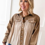 Contrast Pleated Panel Shirt