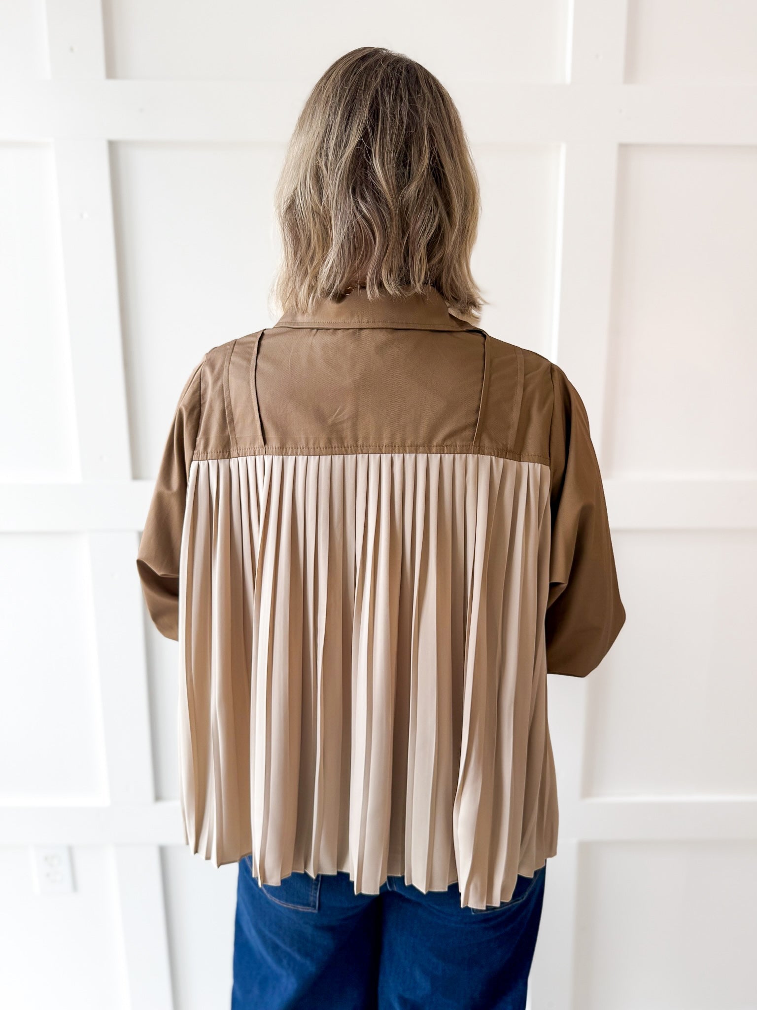 Contrast Pleated Panel Shirt