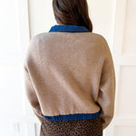 Contrast Pocket High Neck Jacket- Sandstone