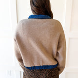 Contrast Pocket High Neck Jacket- Sandstone