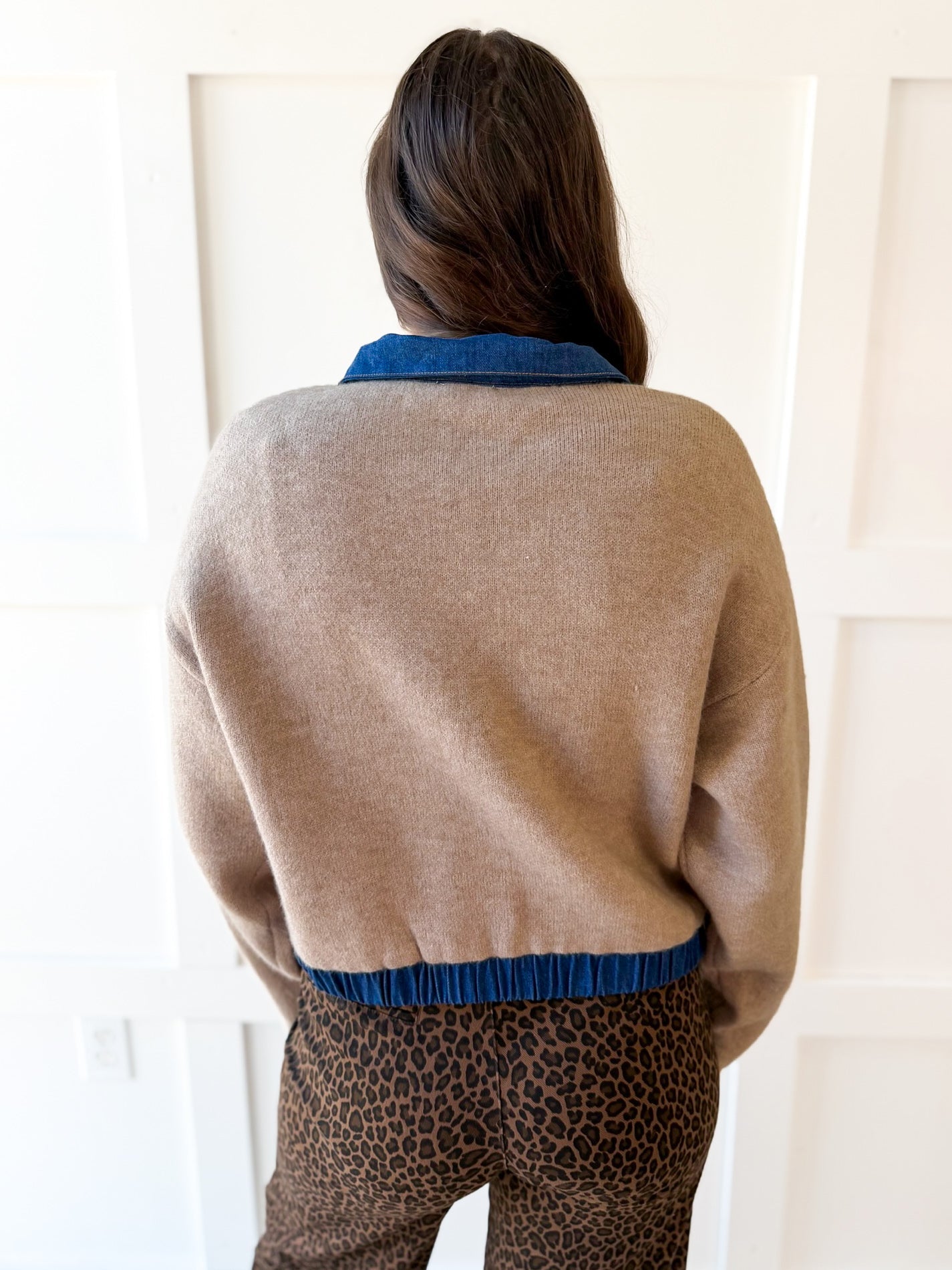 Contrast Pocket High Neck Jacket- Sandstone