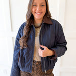 Contrast Quilted Jacket - Denim