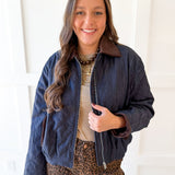 Contrast Quilted Jacket - Denim