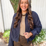 Contrast Quilted Jacket - Denim