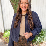 Contrast Quilted Jacket - Denim