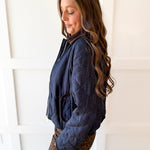 Contrast Quilted Jacket - Denim