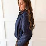 Contrast Quilted Jacket - Denim