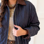 Contrast Quilted Jacket - Denim