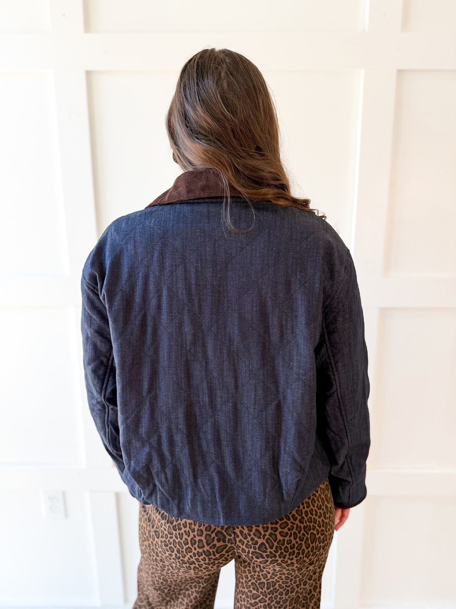Contrast Quilted Jacket - Denim