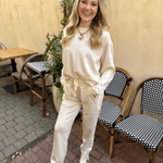 Contrast Satin Sweater & Pant Set