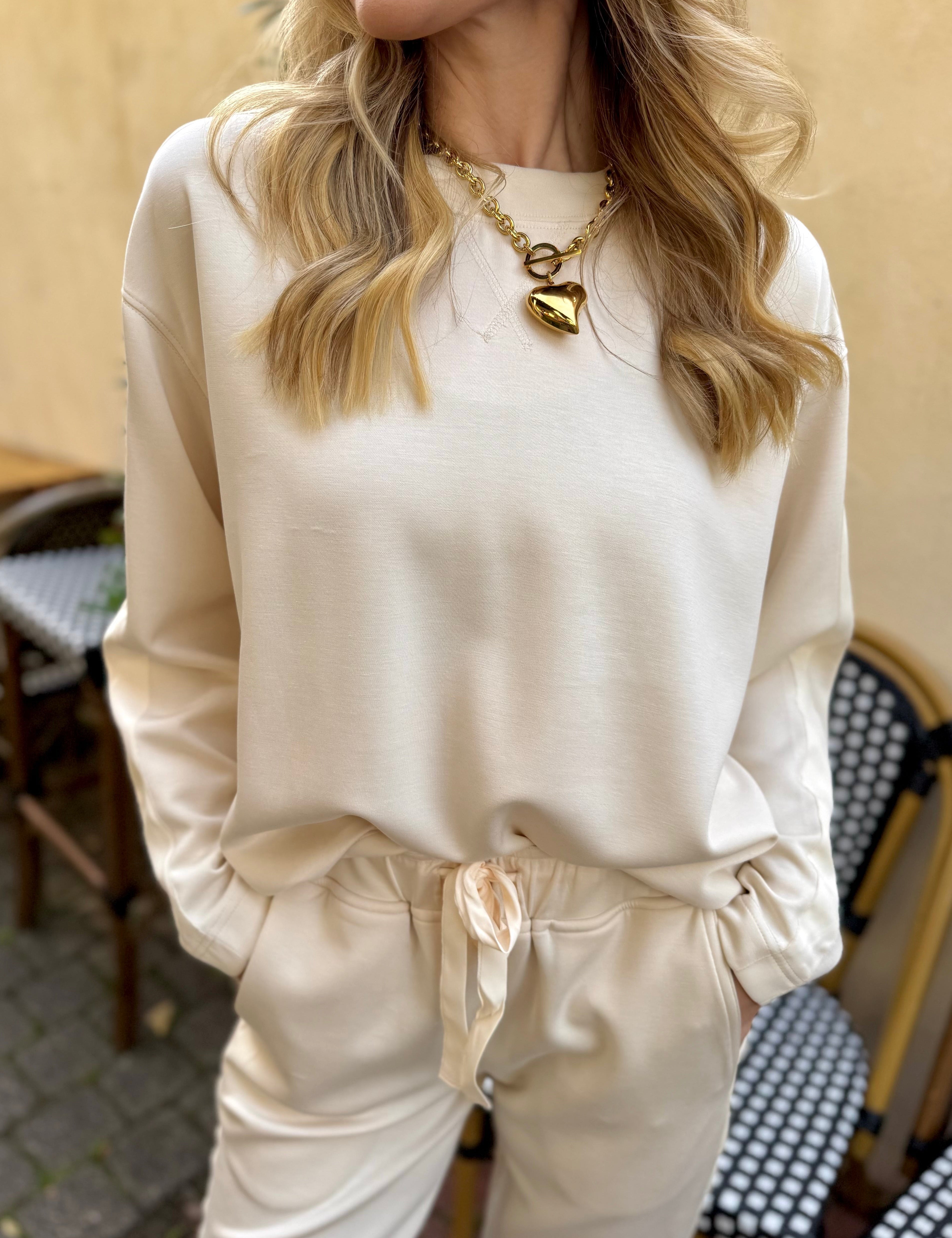 Contrast Satin Sweater & Pant Set