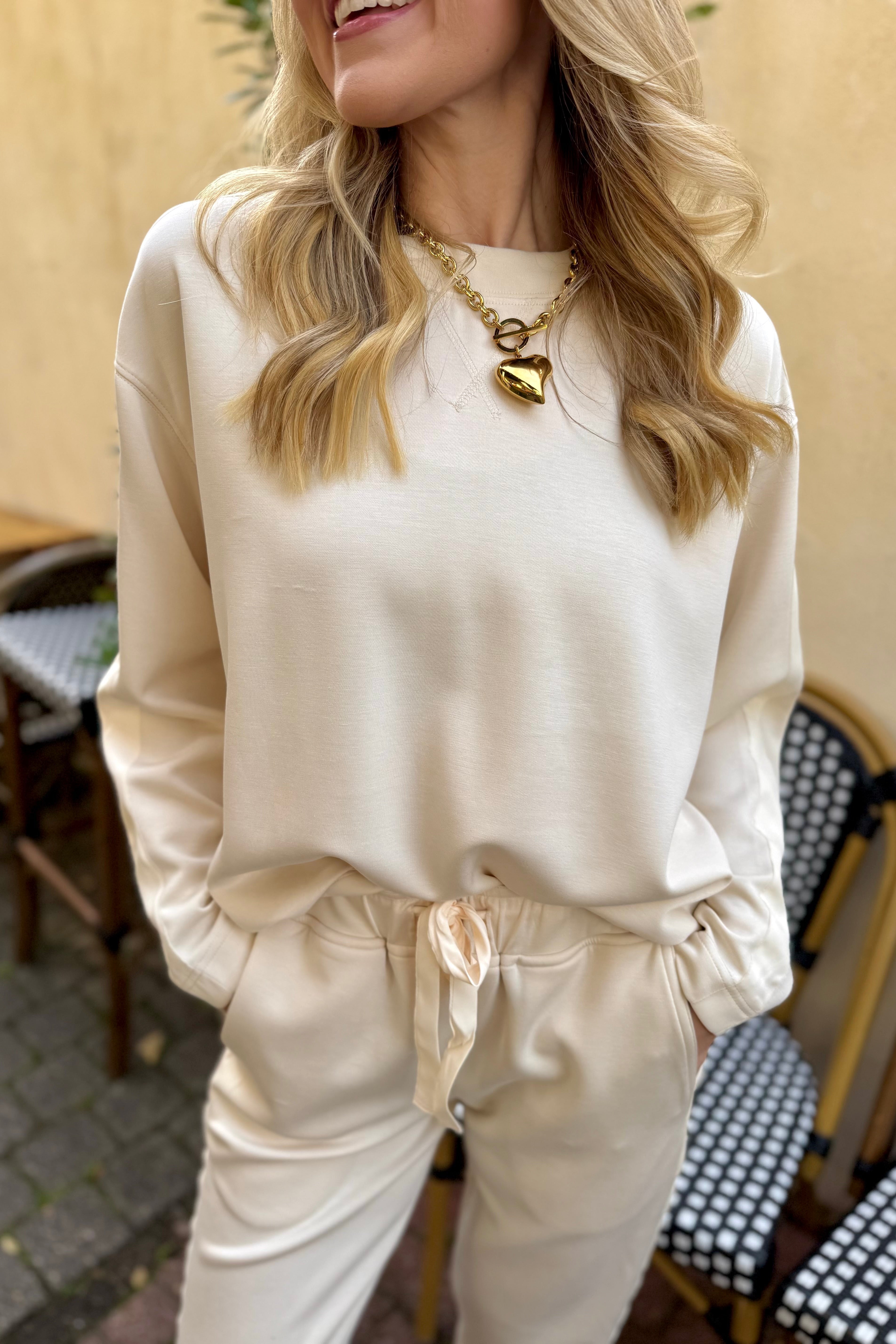 Contrast Satin Sweater & Pant Set