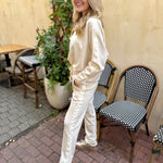 Contrast Satin Sweater & Pant Set