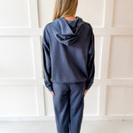 Contrast Satin Top & Pant Set - Navy