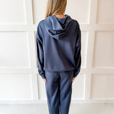 Contrast Satin Top & Pant Set - Navy