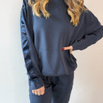 Contrast Satin Top & Pant Set - Navy
