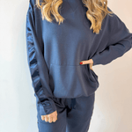 Contrast Satin Top & Pant Set - Navy