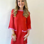 Contrast Scallop Sweater Dress