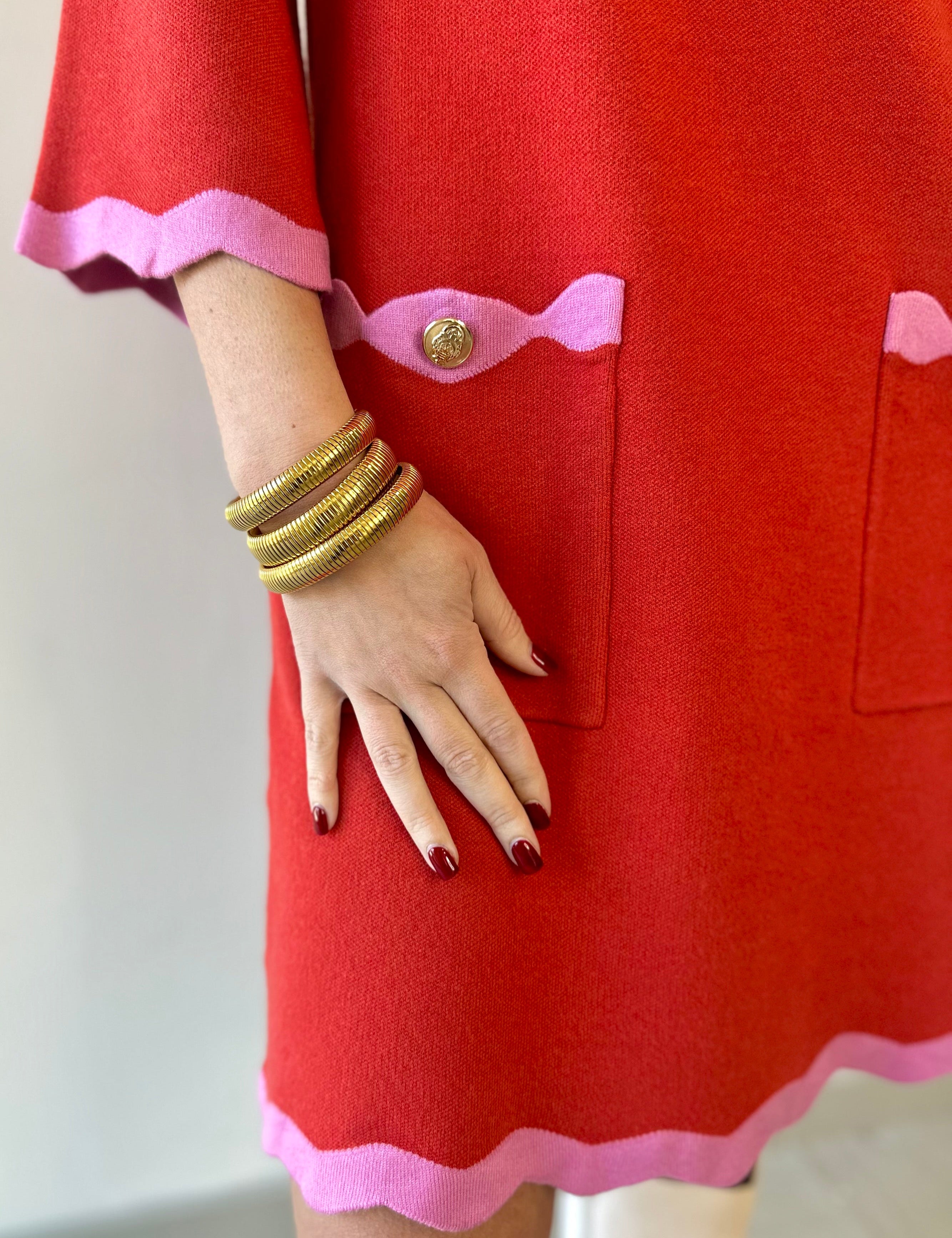 Contrast Scallop Sweater Dress